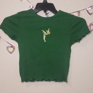forever 21 green tinker bell ribbed crop top